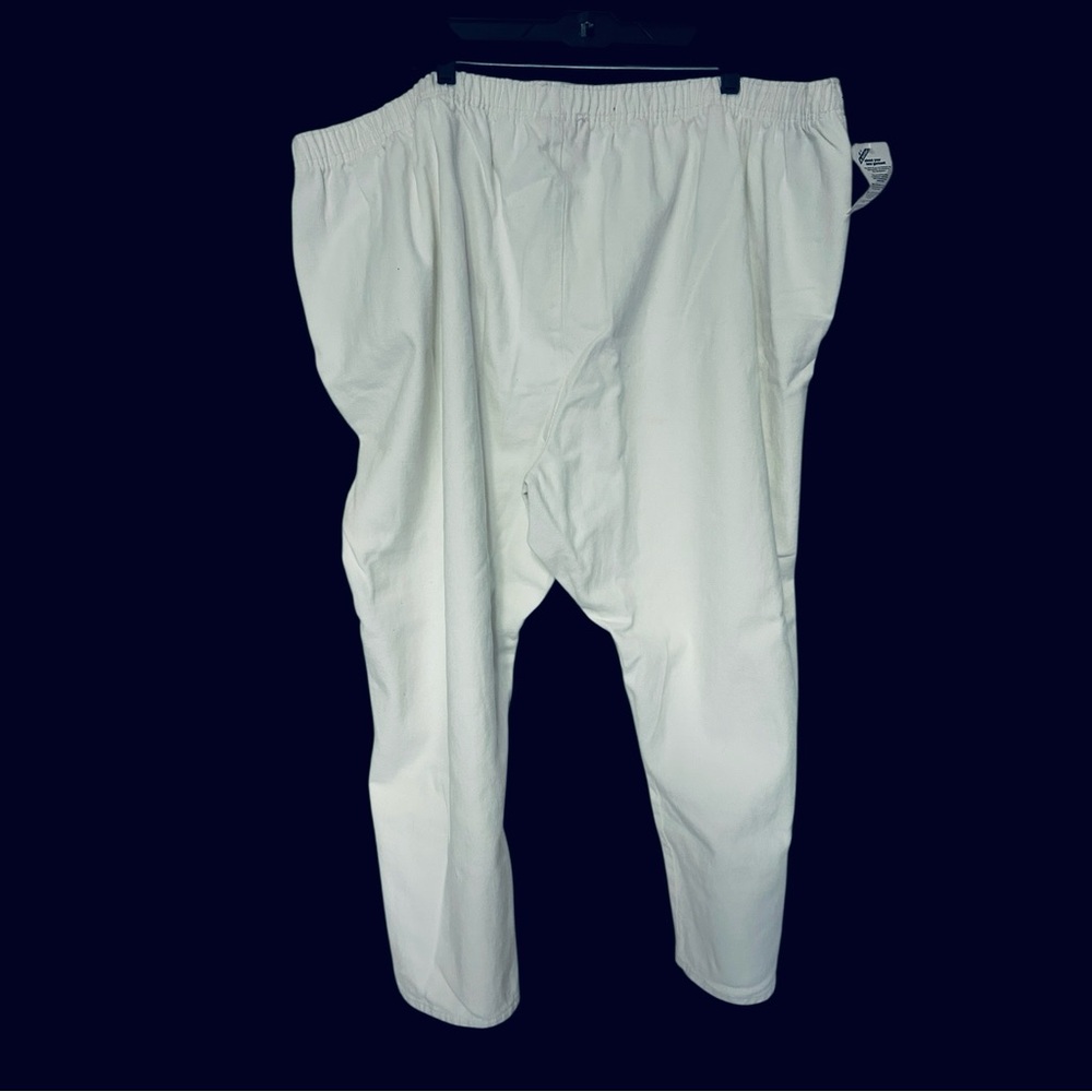 3/$15 Twill Elastic Waist Plus Size White Pull On Jeans Cotton Denim Pants 30W - Picture 2 of 11